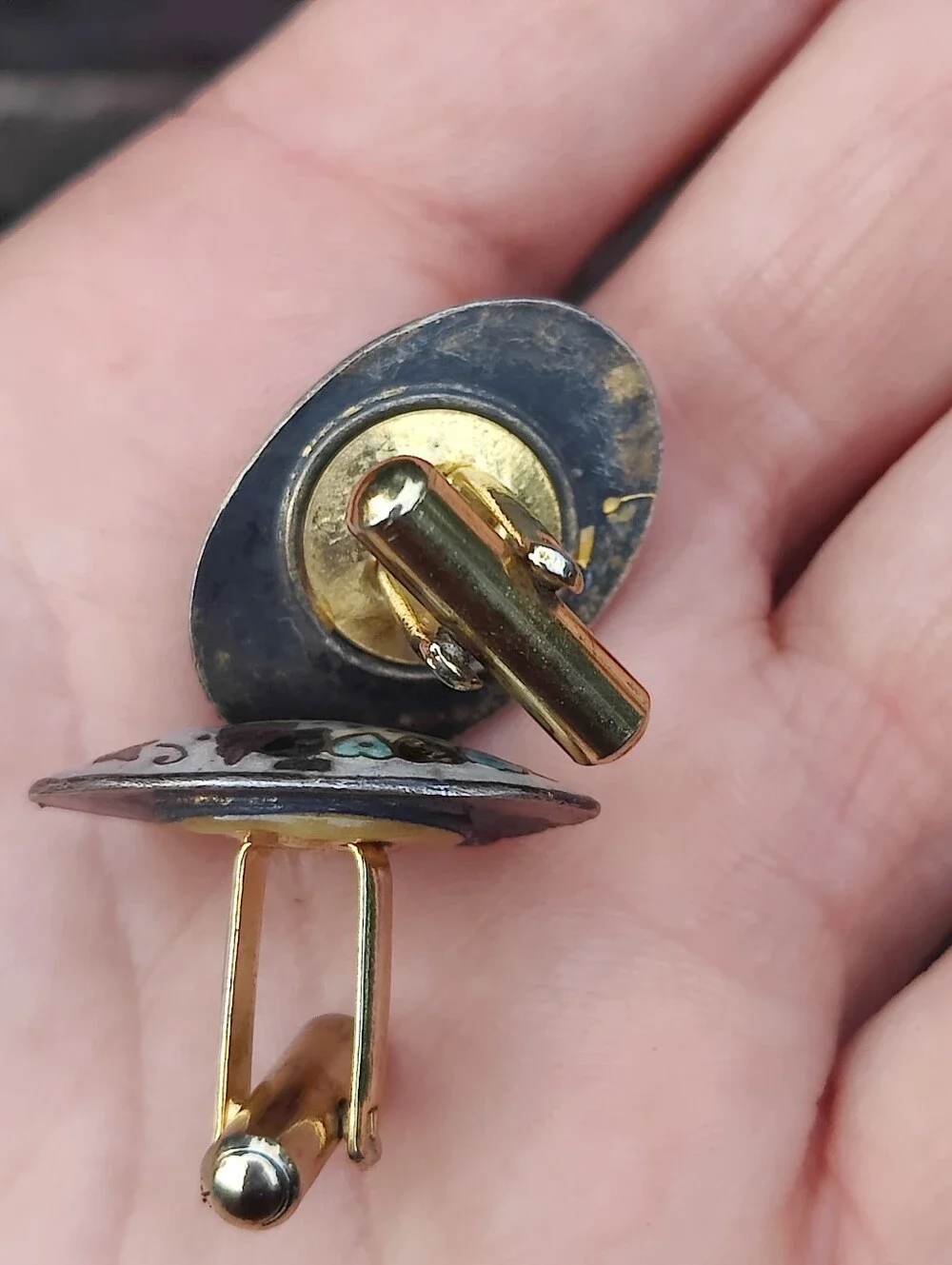 🦚 Vintage Enameled Peacock Cufflinks